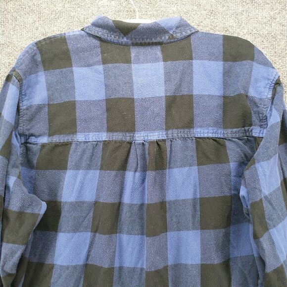 Field & Stream Mens Button Front Shirt Blue Black Large Check Flannel - Picture 6 of 12